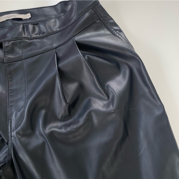 HUDSON Jeans Women's Black Pleated Rosie Faux Leather Wide Leg Pants Size 30 - Picture 9 of 12